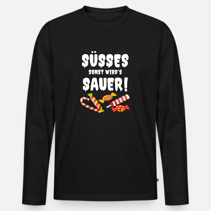 Süßes sonst wird’s sauer - Männer Premium Bio Langarmshirt - Schwarz