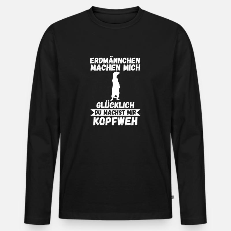 Erdmännchen - Männer Premium Bio Langarmshirt - Schwarz