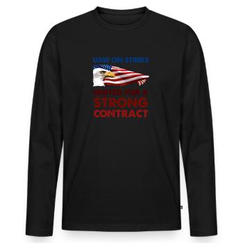 UAW en grève - Unis pour un contrat solide - T-shirt manches longues Premium bio Homme - noir - Devant - Nico (187cm)