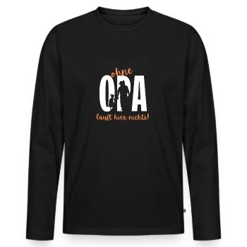 Ohne Opa Läuft Hier Nichts - Männer Premium Bio Langarmshirt - Schwarz - Vorne - Nico (187cm)