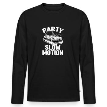 Party in slow motion Funny captain pontoon boat - Men's Premium Organic Long Sleeve Shirt - black - Front - Nico (187cm)