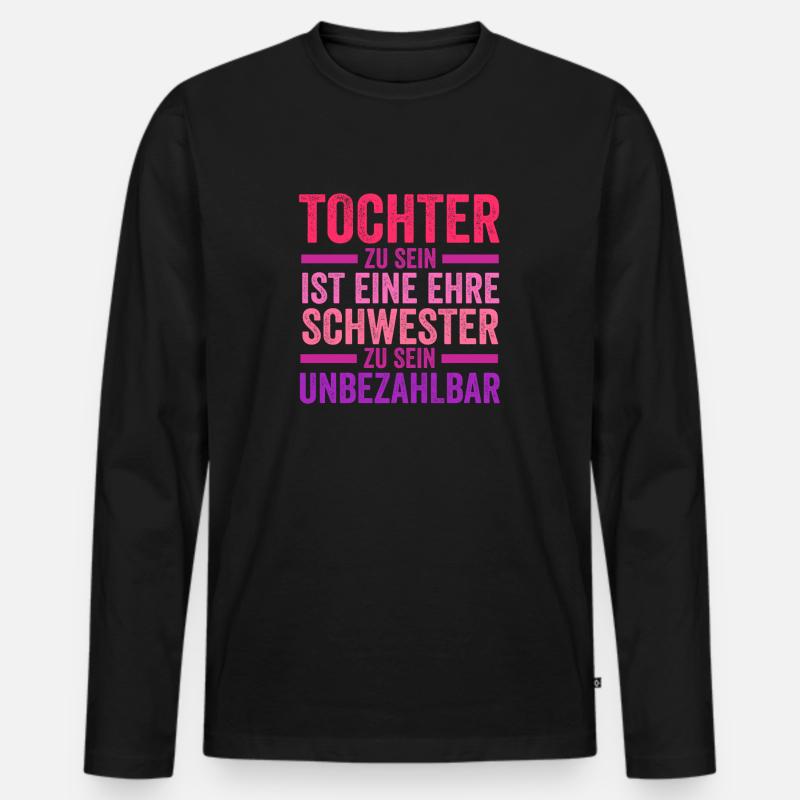 Tochter Schwester - Männer Premium Bio Langarmshirt - Schwarz