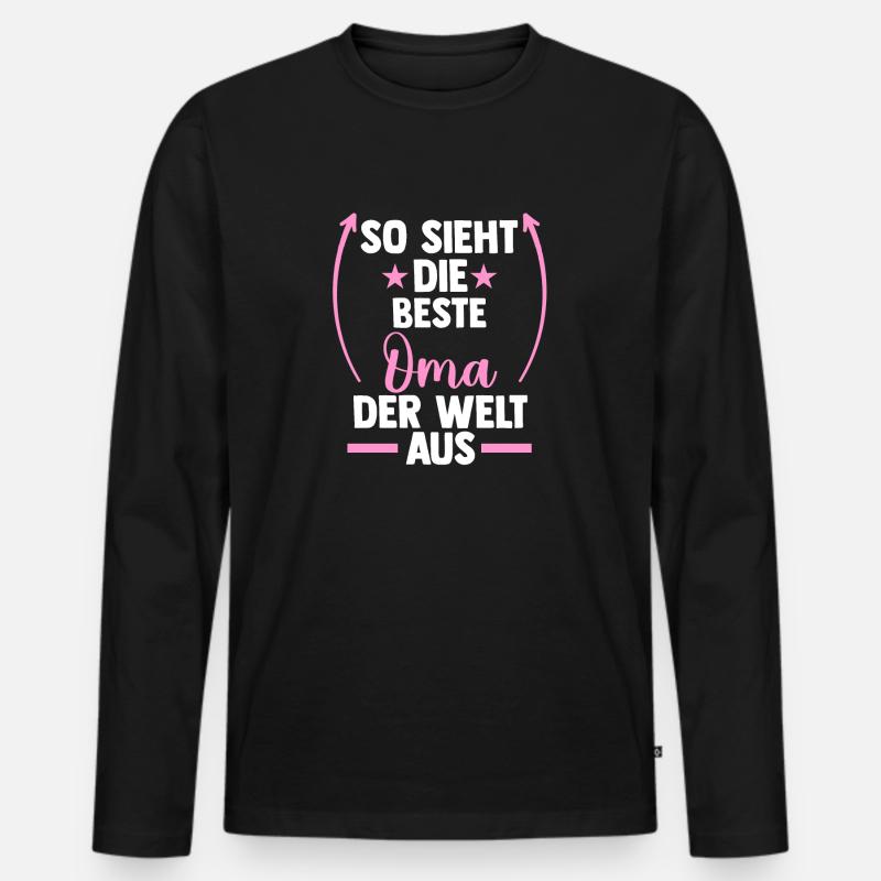 Großmutter Beste Oma - Männer Premium Bio Langarmshirt - Schwarz