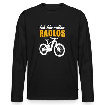 Selten Radlos: Das Herz schlägt fürs Fahrrad! - Männer Premium Bio Langarmshirt - Schwarz - Vorne - Nico (187cm)