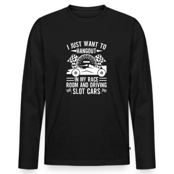 Just Handout & Driving Slot Cars Slotrace Gift - T-shirt manches longues Premium bio Homme - noir - Devant - Nico (187cm)