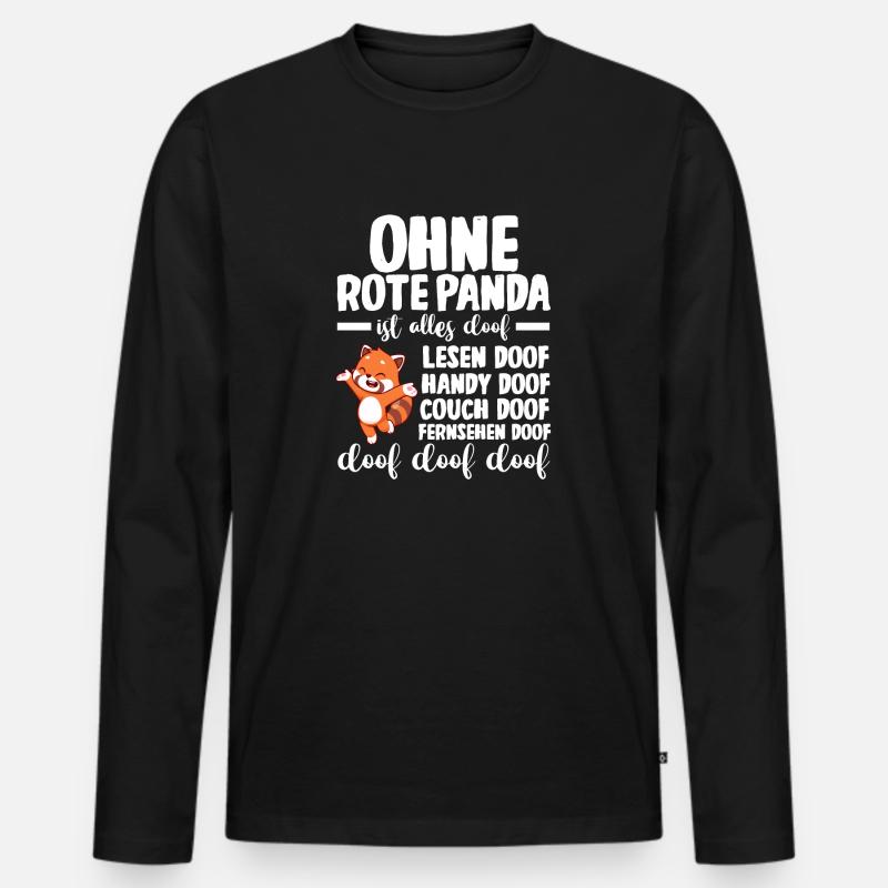 Roter Panda - Männer Premium Bio Langarmshirt - Schwarz