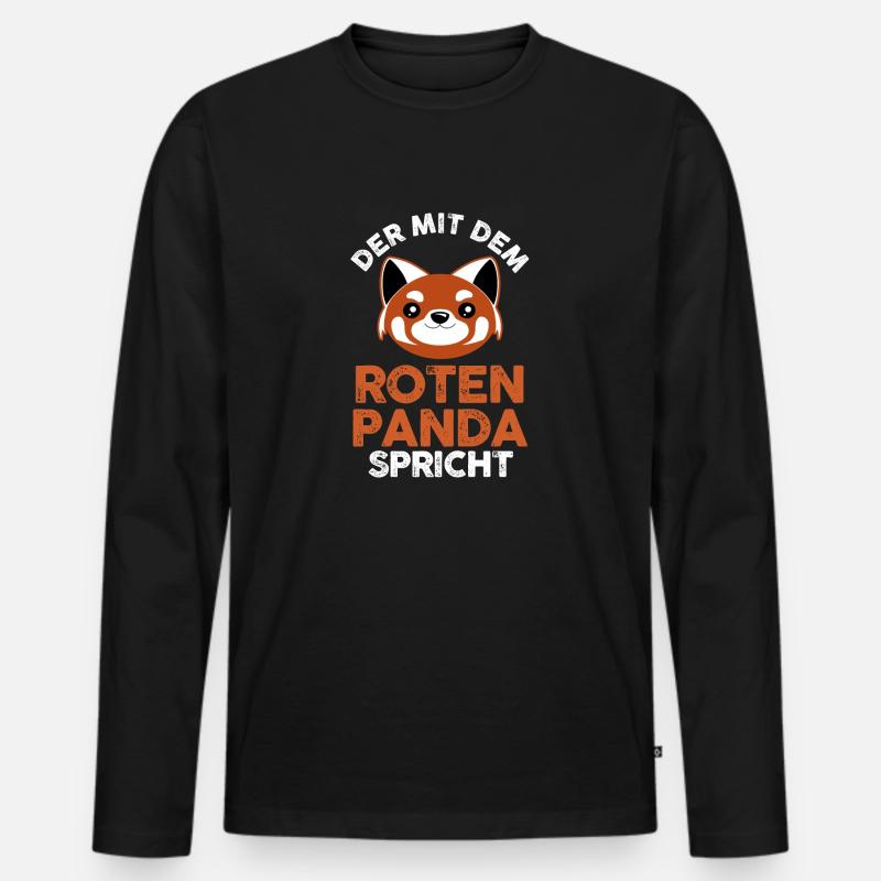 Roter Panda - Männer Premium Bio Langarmshirt - Schwarz