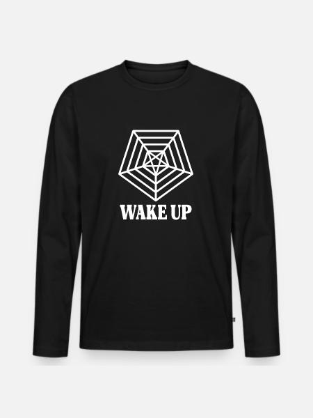 WAKE UP - Männer Premium Bio Langarmshirt - Schwarz