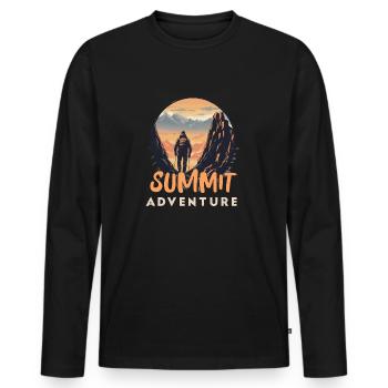 SUMMIT ADVENTURE - Men's Premium Organic Long Sleeve Shirt - black - Front - Nico (187cm)