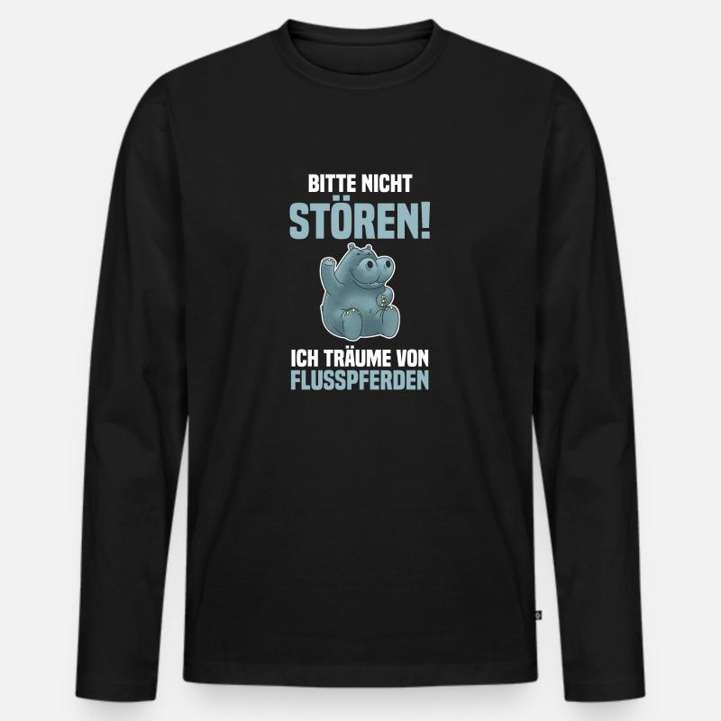 Nilpferd Flusspferd - Männer Premium Bio Langarmshirt - Schwarz