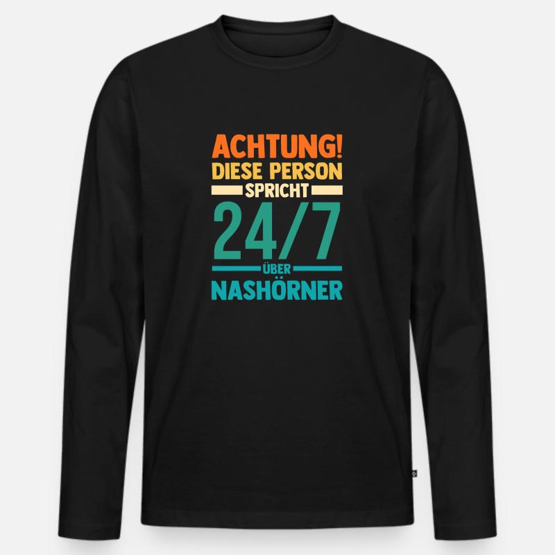 Nashorn - Männer Premium Bio Langarmshirt - Schwarz