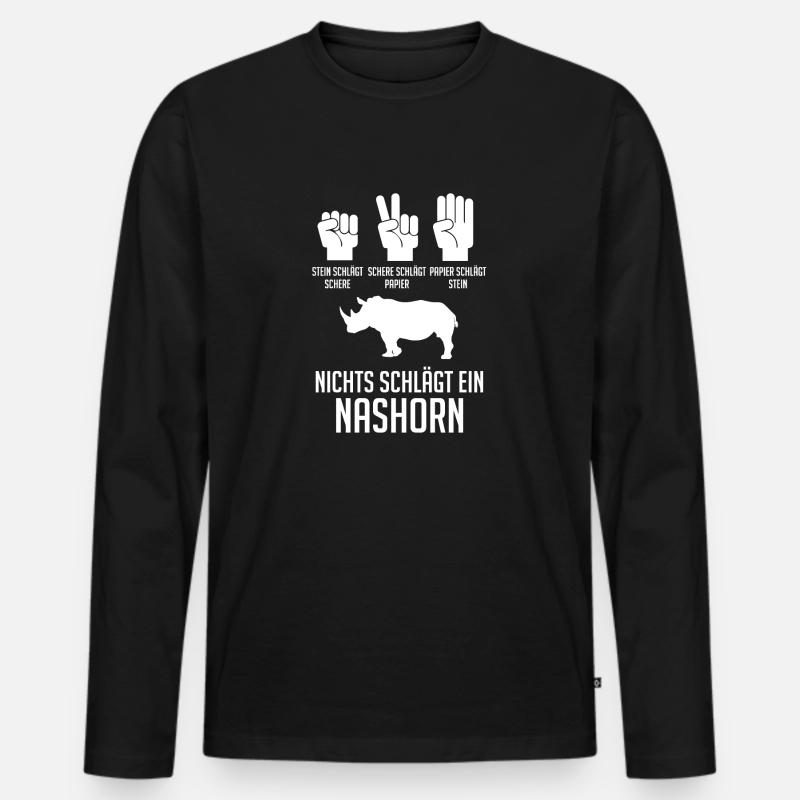 Nashorn - Männer Premium Bio Langarmshirt - Schwarz