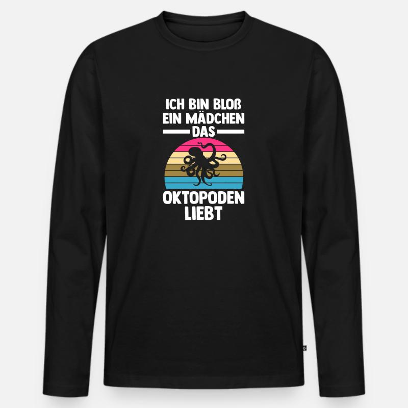 Tintenfisch Oktopus - Männer Premium Bio Langarmshirt - Schwarz