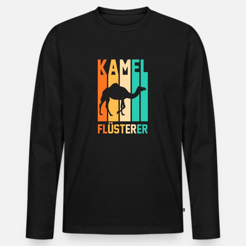 Kamel - Männer Premium Bio Langarmshirt - Schwarz