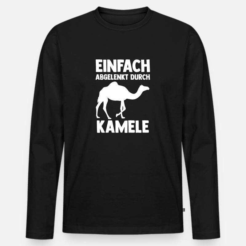 Kamel - Männer Premium Bio Langarmshirt - Schwarz