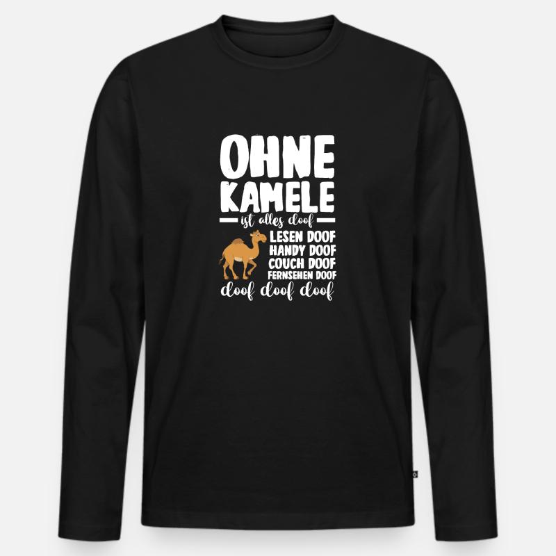 Kamel - Männer Premium Bio Langarmshirt - Schwarz