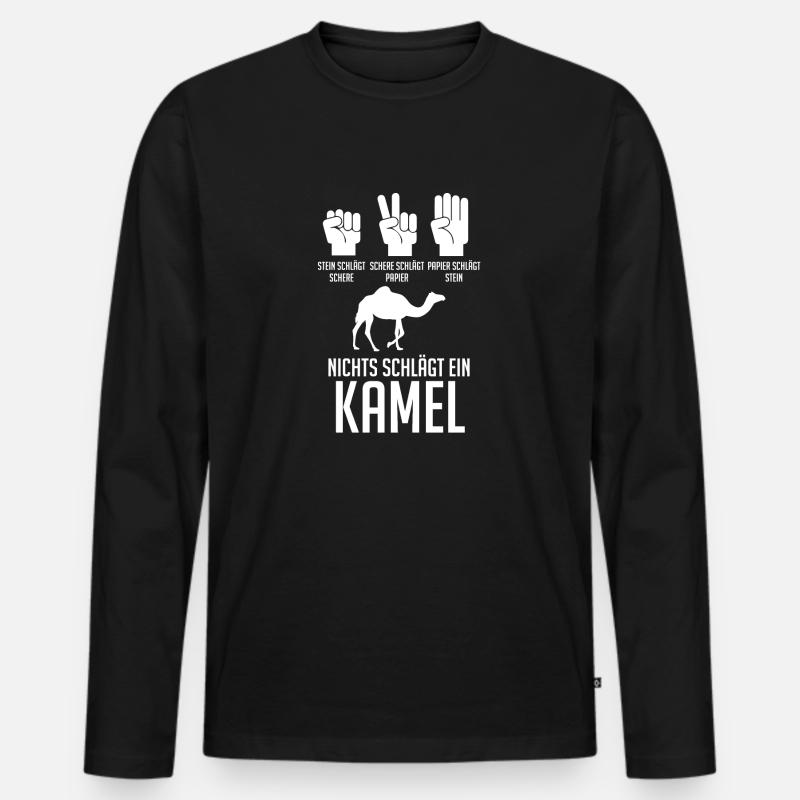 Kamel - Männer Premium Bio Langarmshirt - Schwarz