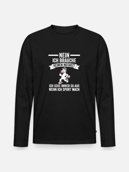 Sportmuffel Morgenmuffel Lustige Sprüche - Männer Premium Bio Langarmshirt - Schwarz