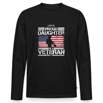 Proud Daughter of A Veteran USA Flag Proud Milita - Men's Premium Organic Long Sleeve Shirt - black - Front - Nico (187cm)