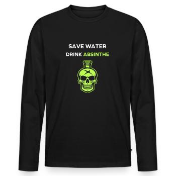 Wasser sparen, Absinth trinken - Männer Premium Bio Langarmshirt - Schwarz - Vorne - Nico (187cm)