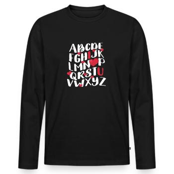 ABC craie Alphabet je t’aime professeur étudiant - T-shirt manches longues Premium bio Homme - noir - Devant - Nico (187cm)