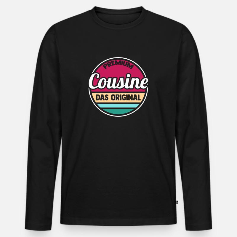 Cousinen Cousine - Männer Premium Bio Langarmshirt - Schwarz
