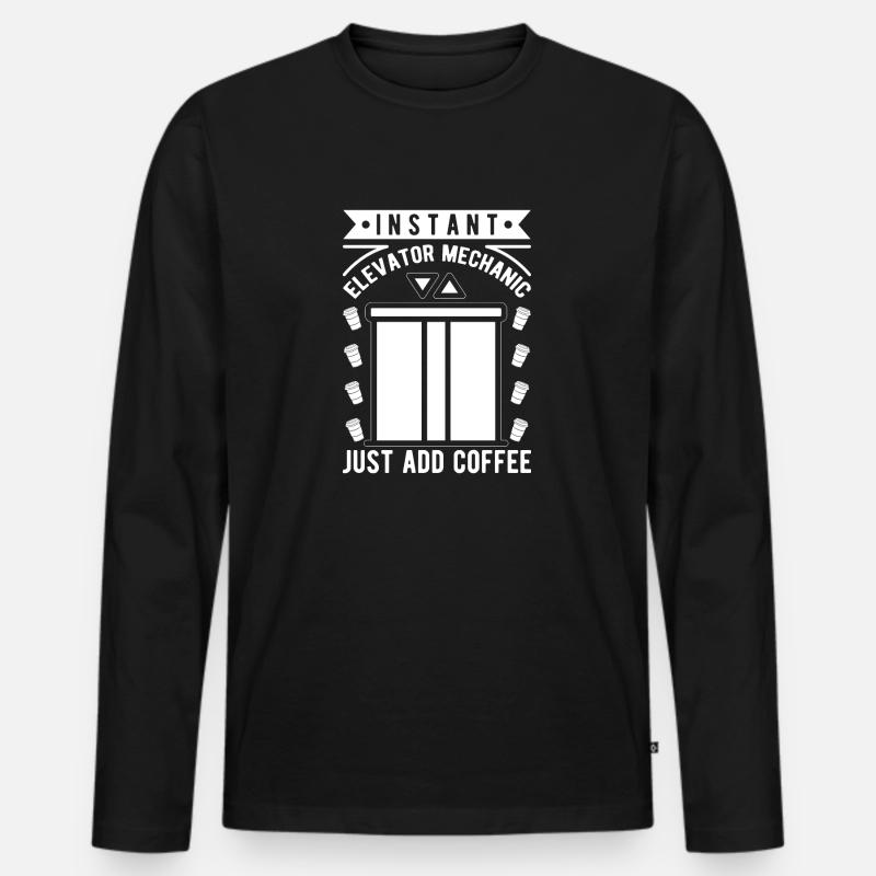 Funny Elevator Inspector Elevator Mechanic Coffee Men's Premium Organic Long Sleeve Shirt