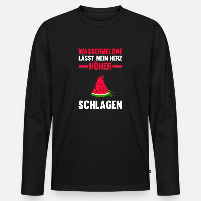 Früchte Wassermelone - Männer Premium Bio Langarmshirt - Schwarz