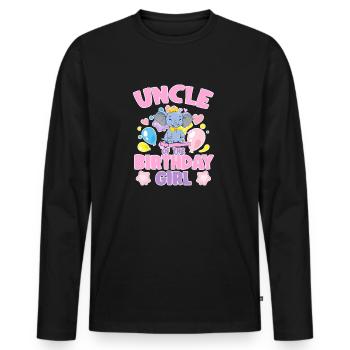 Oncle de la fête de famille éléphant fille d’anniversaire - T-shirt manches longues Premium bio Homme - noir - Devant - Nico (187cm)