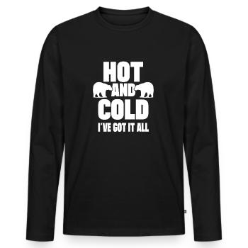 Ice Water Hot & Cold I've Got It All Gift Idea - Men's Premium Organic Long Sleeve Shirt - black - Front - Nico (187cm)