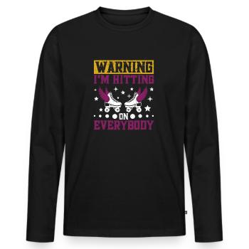 Roller Skating I´m hitting on everybody Roller - Männer Premium Bio Langarmshirt - Schwarz - Vorne - Nico (187cm)