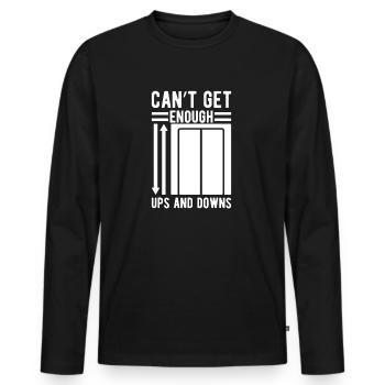Funny Elevator Mechanic Can´t Get Enough Ups Downs - Männer Premium Bio Langarmshirt - Schwarz - Vorne - Nico (187cm)