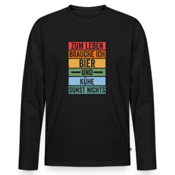 Bier Kuh Bauernhof Kuhbauer Landwirt Rind Kühe - Männer Premium Bio Langarmshirt - Schwarz - Vorne - Nico (187cm)