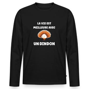 dindons - T-shirt manches longues Premium bio Homme - noir - Devant - Nico (187cm)