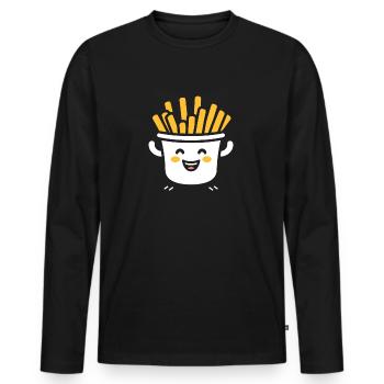 frites - T-shirt manches longues Premium bio Homme - noir - Devant - Nico (187cm)
