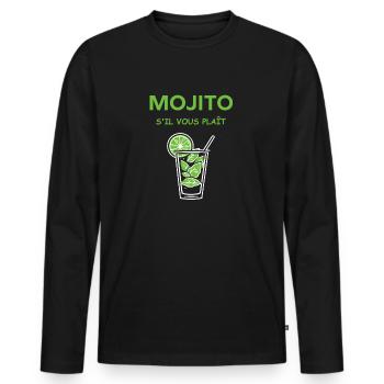 Mojito s'il vous plait - T-shirt manches longues Premium bio Homme - noir - Devant - Nico (187cm)
