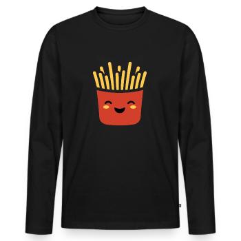 frites - T-shirt manches longues Premium bio Homme - noir - Devant - Nico (187cm)