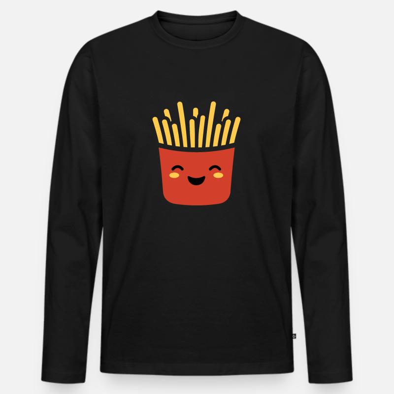 Pommes frites - Männer Premium Bio Langarmshirt - Schwarz