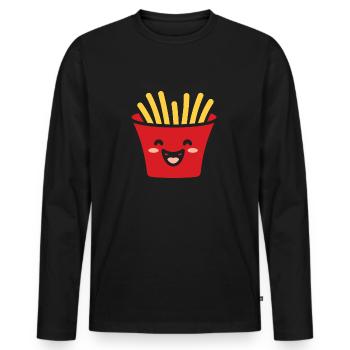 frites - T-shirt manches longues Premium bio Homme - noir - Devant - Nico (187cm)