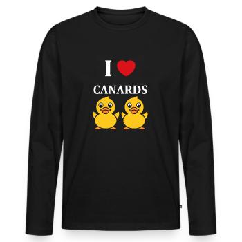 Petit canard - T-shirt manches longues Premium bio Homme - noir - Devant - Nico (187cm)