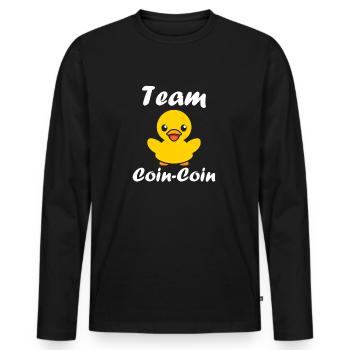 Petit canard - T-shirt manches longues Premium bio Homme - noir - Devant - Nico (187cm)