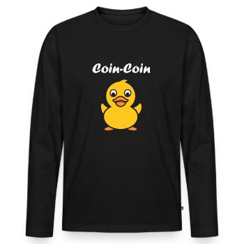 Petit canard - T-shirt manches longues Premium bio Homme - noir - Devant - Nico (187cm)