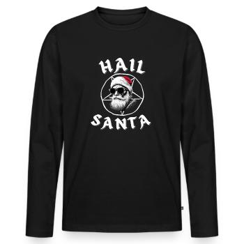 Hail Santa Funny Alternative Goth Christmas Design - Men's Premium Organic Long Sleeve Shirt - black - Front - Nico (187cm)