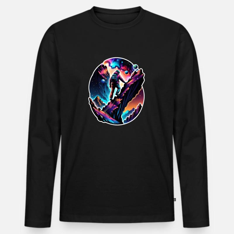 Klettern - Mond - Weltraum - Männer Premium Bio Langarmshirt - Schwarz