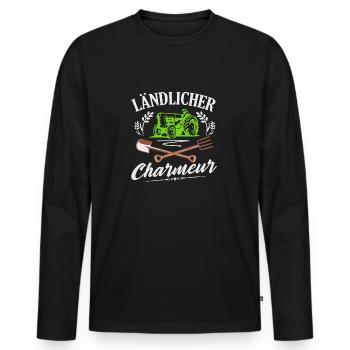 Nachwuchs Landwirt Ländlicher Charmeur Bauern - Männer Premium Bio Langarmshirt - Schwarz - Vorne - Nico (187cm)