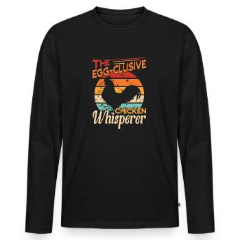 L’amateur de poulet chuchoteur d’œufs - T-shirt manches longues Premium bio Homme - noir - Devant - Nico (187cm)