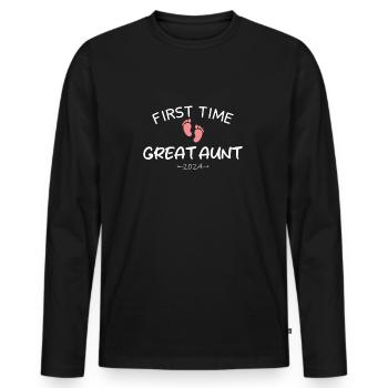 First time Great Aunt 2024 New Baby For Auntie To - Men's Premium Organic Long Sleeve Shirt - black - Front - Nico (187cm)