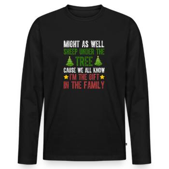 Might As Well Sleep Under The Tree I'm The Gift - Men's Premium Organic Long Sleeve Shirt - black - Front - Nico (187cm)