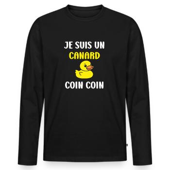 Je suis un canard - T-shirt manches longues Premium bio Homme - noir - Devant - Nico (187cm)