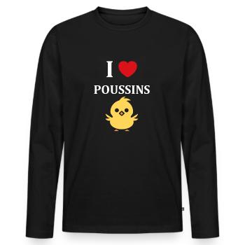 J'aime les poussins - T-shirt manches longues Premium bio Homme - noir - Devant - Nico (187cm)